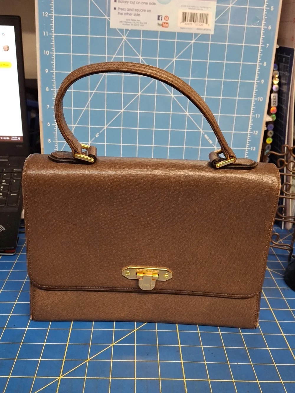Vintage Valentino Garavani vintage brown leather top handle bag 